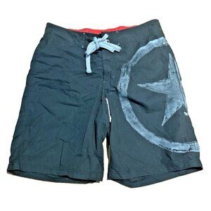 Converse One Star Circa 74 Men Swimming Trunks Shorts Sz M Black Gray Drawstring